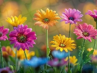 Gerbery, Kolorowe, Kwiaty, 2D