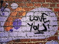 Napis, Graffiti, Ściana, Love You