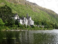 Irlandia, Jezioro, Zamek, Kylemore Abbey, Góry
