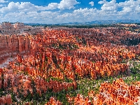 Iglice skalne Hoodoos, Stany Zjednoczone, Skały, Niebo, Park Narodowy Bryce Canyon, Stan Utah, Kanion