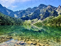 Morskie Oko, Góry, Polska, Tatry, Drzewa, Jezioro