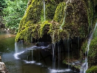 Rzeka, Omszałe, Bigar Cascade Falls, Rumunia, Wodospad, Skały, Minis River